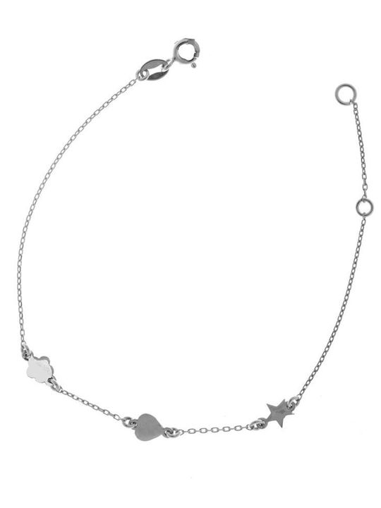 Discreet bracelet made of silver with triple elements with a star and a cross