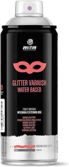 Montana Colors Spray Polish Varnish with Glitter Effect Silver 400ml