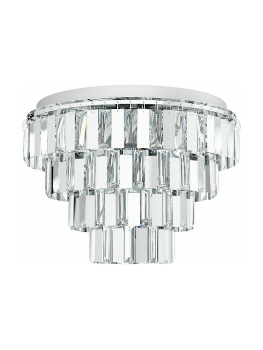 Eglo Erseka Modern Ceiling Mount Light with Socket E14 with Crystals in Silver color 48.5pcs