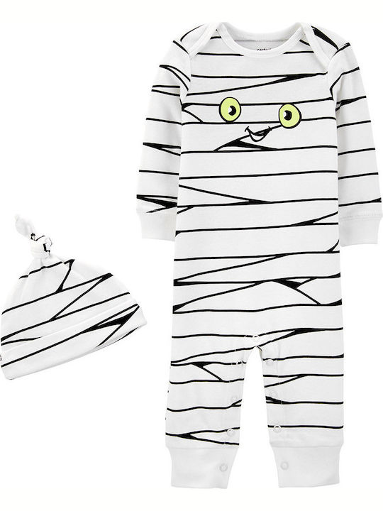 Carter's Romper with Hat Halloween Mummy Baby Bodysuit Long-Sleeved White