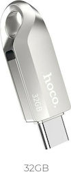 Hoco UD8 Smart 32GB USB 3.0 Stick με σύνδεση USB-C Ασημί