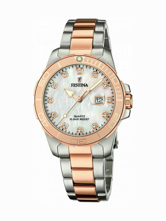 Festina Ceas de Damă cu Rose Gold Brățară Metalică