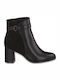 Jana Women's Leather Medium Heel Ankle Boots Black