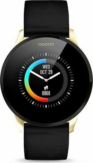 Oozoo Q00120 Stainless Steel 43mm Smartwatch with Heart Rate Monitor (Gold / Black)