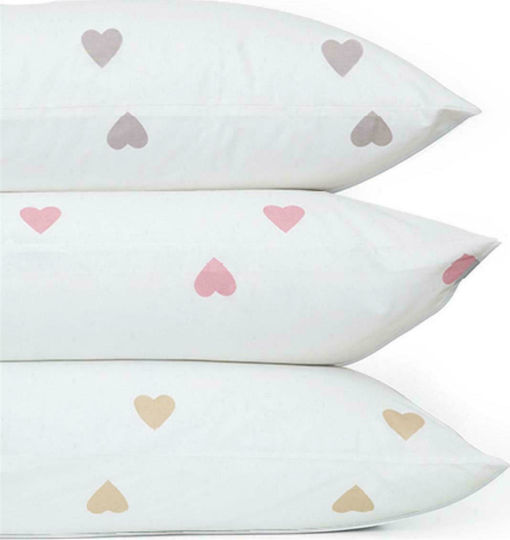 Borea Mix & Match Hearts Σετ Μαξιλαροθήκες Μπεζ 50x70εκ.