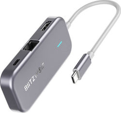 BlitzWolf BW-TH10 USB-C Docking Station mit HDMI 4K PD Ethernet Gray