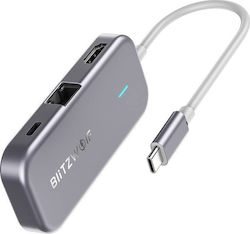 BlitzWolf BW-TH10 USB-C Stație de andocare cu HDMI 4K PD Ethernet Gri