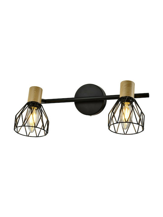 Hatzipantos Stores Vintage Wall Lamp with Socket E14 Black Width 35cm