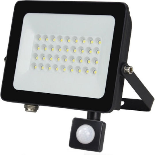 Lucas LED Proiector LED Etanș 30W Alb Rece 6400K cu Senzor de Mișcare IP66