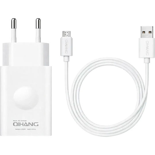 QIHANG Φορτιστής με Θύρα USB-A και Καλώδιο micro USB Quick Charge 3.0 Λευκός (Z06)