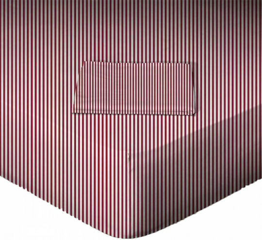 Marwa Чаршаф Полудвойно с Ластик 120x200+25см. Stripes Червена риза