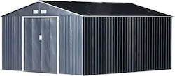 Metallic Galvanized Garden Warehouse with Double-Leaf Door & Air Vent Ανθρακί L3.4xW3.82xH2cm