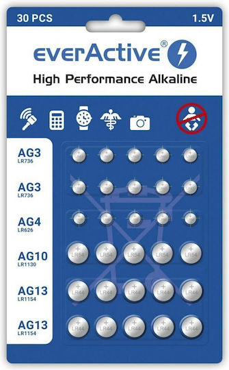 EverActive Batterien Alkalisch für Uhren LR66 1.5V 30Stück