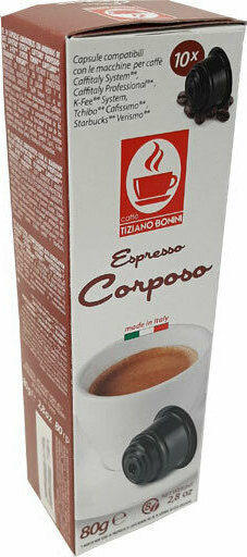Tiziano Bonini Kapseln Espresso Corposo Kompatibel mit Maschine Kafitaly 10Mützen