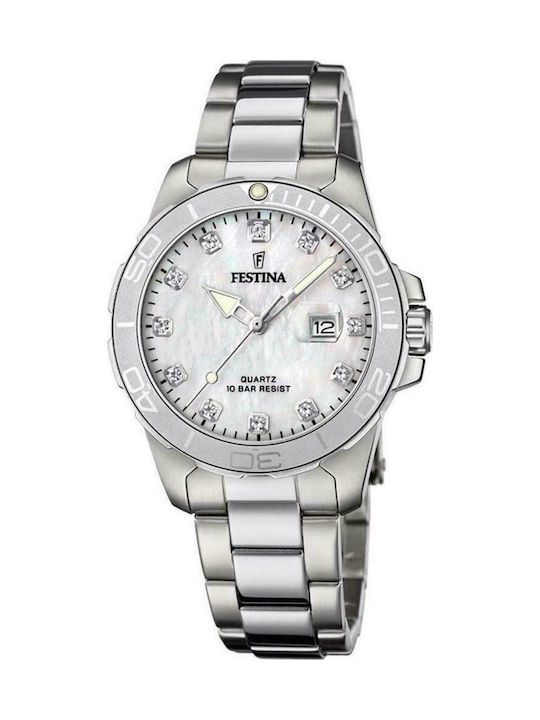 Festina Γυναικείο Ρολόι 34mm Μπαταρίας με Ασημί...