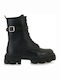 Exe Women's Medium Heel Combat Boots Black