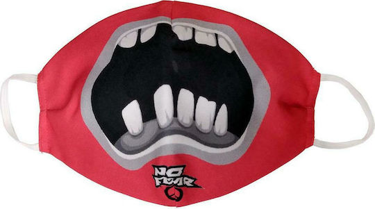 Back Me Up Βαμβακερή Μάσκα No Fear με Λευκό Λάστιχο Black Mouth Red 1τμχ