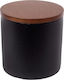 Cryspo Trio Acacia Coffee Vase with Lid Porcelain Black 10.2x10.2x10.2cm 1 Piece