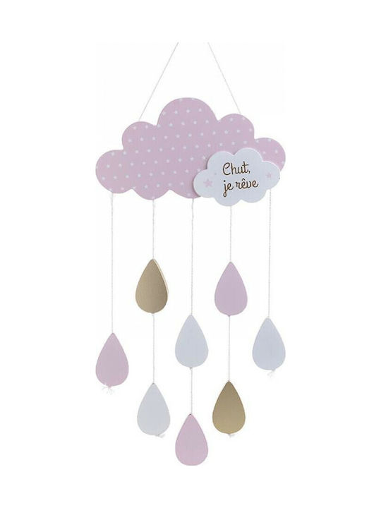 Click Kids Room Decorative Mobile Cloud Pink made of Wood Cloud 24x57cm