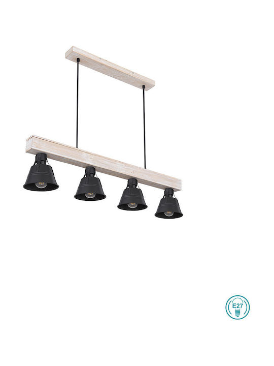 Globo Lighting Gunther Suspendat Candelabru Calea ferată pentru 4 Becuri E27 Negru