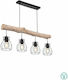 Globo Lighting Mina Pendant Chandelier Rail for 4 Bulbs E27 Black