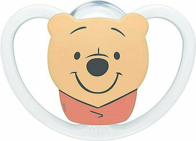 Nuk Ortondontică Suzetă Silicon Space Winnie Winnie the Pooh White cu husă pentru 6-18 luni 1buc