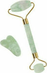 Roleț Facial și Instrument Gua Sha din Jade pentru Anti-Îmbătrânire Verde