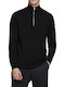 Jack & Jones Men's Long Sleeve Sweater with Zipper Black