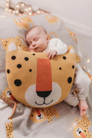 Bizzi Growin Διακοσμητικό Μαξιλάρι Κούνιας Leopard Πορτοκαλί 35x35cm