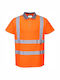 Portwest Men's Short Sleeve Work Shirt Polo Orange with Reflective Tapes