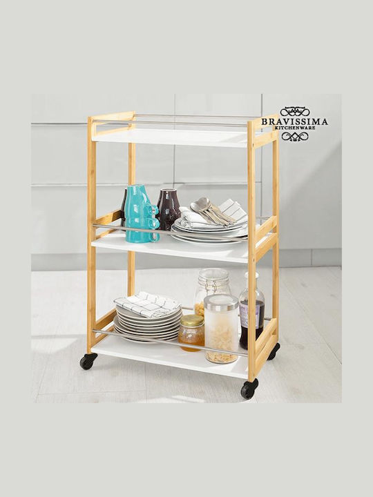 Koopman Troleu De Bucătărie Din Lemn Capacitate 3 Multicolor 51x30x80cm