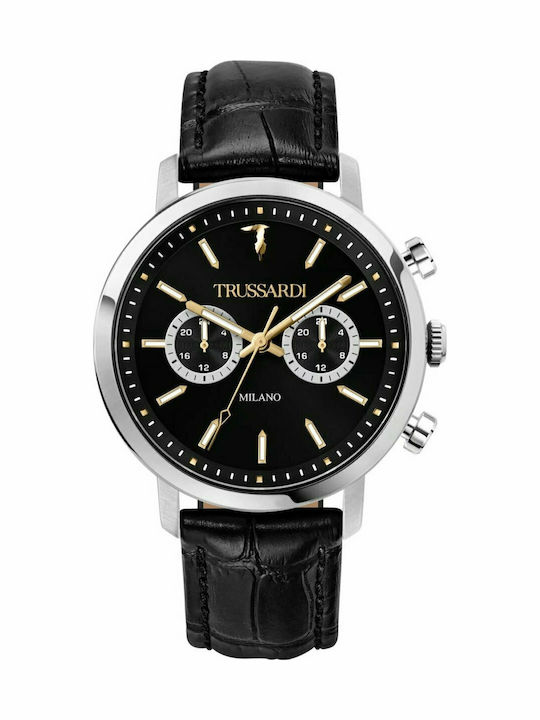 Trussardi T-Couple Men's Watch 43mm Chronograph Battery with Black Leather Strap