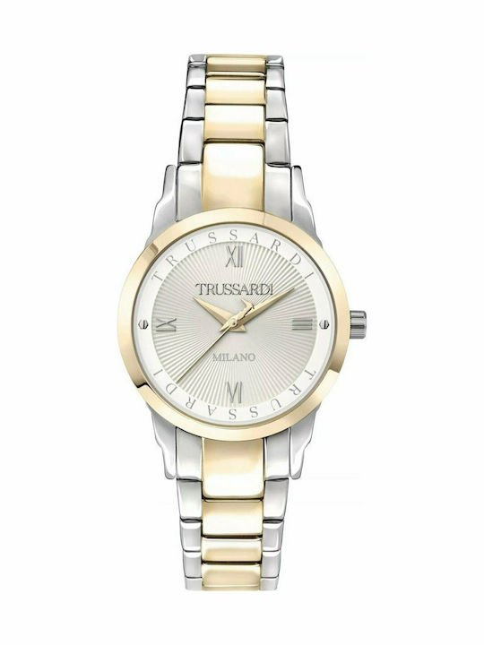 Trussardi T-Bent Γυναικείο Ρολόι Μπαταρίας με Ασημί Μεταλλικό Μπρασελέ