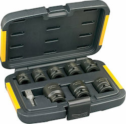 Dewalt Căpăcei Pneumatic - Pneumatic Hexagonali cu Patrat de Prindere 1/4", HEX, 1/2" Set 9buc