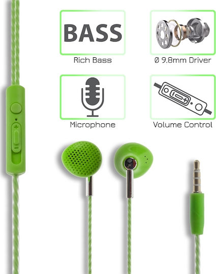 JY-352 Earbuds Handsfree with 3.5mm Connector Green