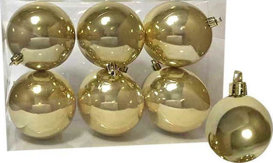 Hängendes Kugel Ornament Ornament Kunststoff Gold 6cm Set 6Stück