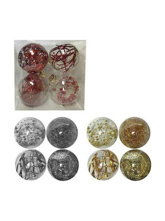 XMASfest Ornament de Crăciun Bilă Plastic cu Pulbere de Aur cu Paiete 10buc Set 4buc (Diverse modele/culori)