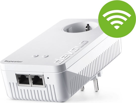 Devolo Repeater+ AC Mesh WiFi Extender Dual Band (2.4 & 5GHz) 1200Mbps with 2 Ports Ethernet