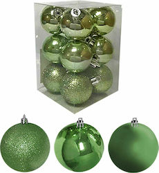 Set 6 Kunststoffgrüne Kugel Ornamente 6cm