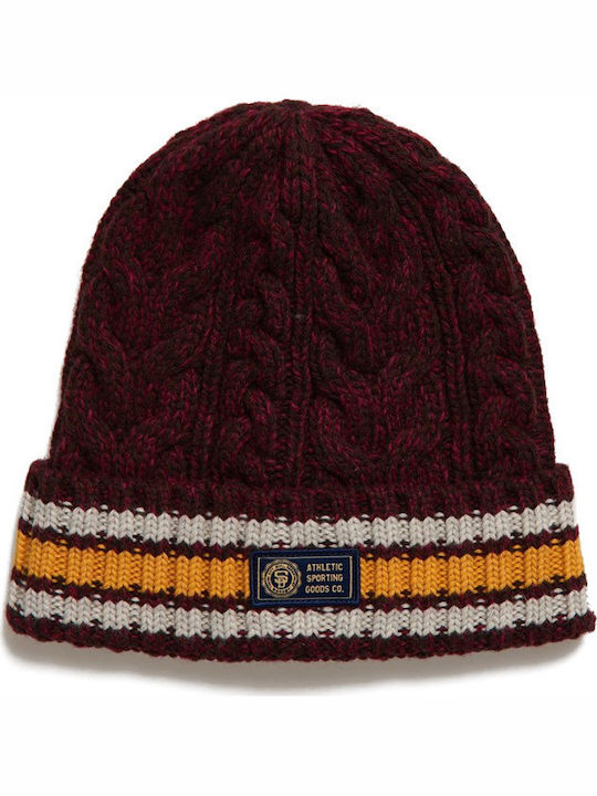 Superdry Boston Beanie Masculin Căciulă cu Tricotaj în culoarea Burgundy