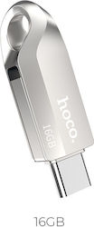 Hoco UD8 Insightful 16GB USB 3.0 USB-C Ασημί Hoco UD8 Insightful 16GB USB 3.0 USB-C Ασημί
