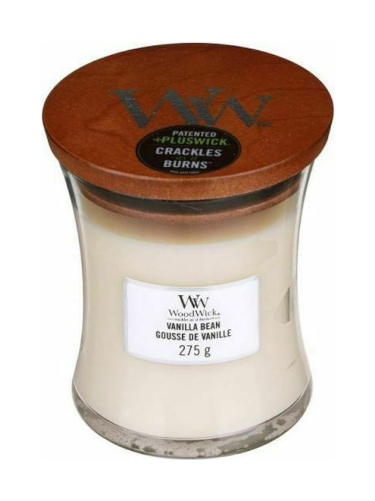 WoodWick Lumânare Aromată Borcan cu Aromă boabă de vanilie Ecru 275gr 1buc