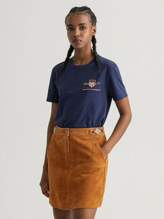 Gant Γυναικείο T-shirt Navy Μπλε με Στάμπα