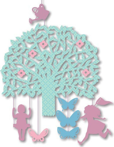 Djeco Kids Decorative Hanging Animals Green made of Wood Catching Butterflies
