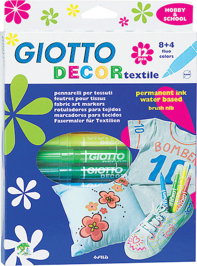 Giotto Decor Textile Σετ Μαρκαδόροι για Ύφασμα 12τμχ