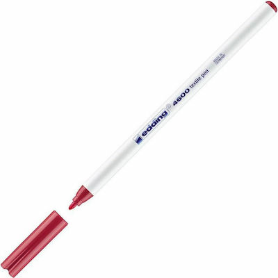 Edding Textile Pen 4600 Marker Wash-resistant Red for Fabric Στρογγυλή Μύτη Μπορντώ