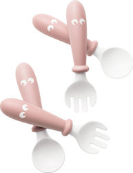 BabyBjorn Baby Set with Fork made of Plastic Powder Pink 2pcs