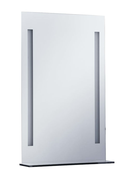 vidaXL Ορθογώνιος Καθρέπτης Μπάνιου Led από Μέταλλο με Ράφι 60x80cm