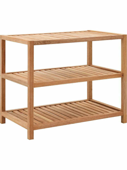 vidaXL Ραφιέρα Μπάνιου Μασίφ Ξύλο Καρυδιάς Floor Bathroom Shelf Wooden with 3 Shelves 65x40x55cm