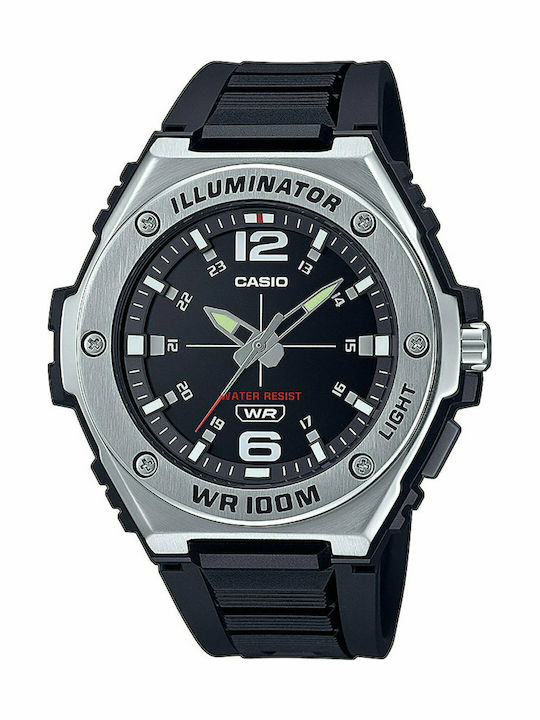Casio Herrenuhr 50mm Batterie mit Schwarz Kautschukarmband